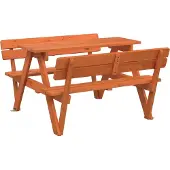 vidaXL Picknicktafel voor 4 kinderen met parasolgat massief vurenhout