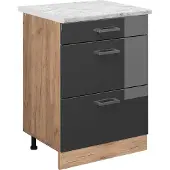 Vicco R-Line Keukenonderkast – 60 cm WB Marmer Antraciet Hoogglans