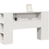 vidaXL Hoofdbord met opbergruimte 140 cm massief grenenhout wit