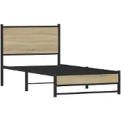 vidaXL Bedframe zonder matras metaal sonoma eikenkleurig 75x190 cm