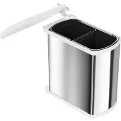 Hailo Duo Auto afvalemmer 16 liter (2x8) rvs/wit 341690