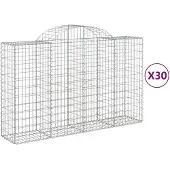 vidaXL Gabionen met boogvorm, 30 stuks, 200x50x120/140 cm, verzinkt staal