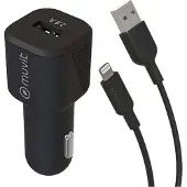 Muvit Pack Chargeur voiture + Câble Lightning 1.2m Noir