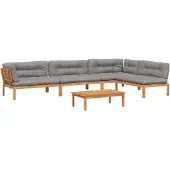 vidaXL 5-delige Loungeset pallet met kussens massief acaciahout