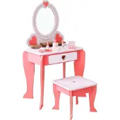 Rijoka Houten Kaptafel Make up Dresser met Krukje en Spiegel