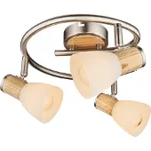 Globo Lighting Plafondlamp Gylfi nikkel met hout 3-lichts
