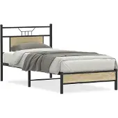 vidaXL Bedframe zonder matras hout sonoma eikenkleurig 75x190 cm