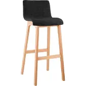CLP Hover Barkruk - Hout frame - Stof donkergrijs/natura