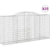 vidaXL Gabionen met boogvorm, 25 stuks, 300x50x140/160 cm, verzinkt staal