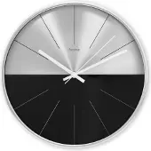 Hama Sicily, Wandklok, Horloge, Cirkel, Zwart, Zilver, Kunststof, Glas