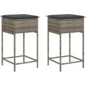 vidaXL Tuinstoelen met kussens, 2 stuks, grijs, polyrotan