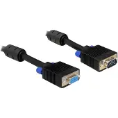 DeLOCK 82565 VGA-kabel SVGA Aansluitkabel VGA-stekker 15-polig, VGA-bus 15-polig 3 m Zwart Met verlengkabel