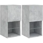 vidaXL Tv-meubelen 2 st met LED-verlichting 30,5x30x60 cm betongrijs