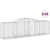 vidaXL Gabionen met boogvorm, 30 stuks, 300x50x80/100 cm, verzinkt staal