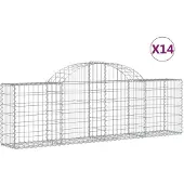 vidaXL Schanskorven 14 st gewelfd 200x30x60/80 cm gegalvaniseerd ijzer