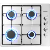 Arebos gasfornuis, 58 cm, 4 branders, zilver, roestvrij staal, 580 mm (breedte), 850 mm (hoogte), 7,9 kg