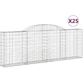vidaXL Gabionen met boogvorm, 25 stuks, 300x30x100/120 cm, verzinkt staal