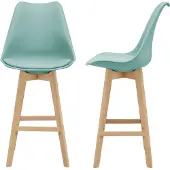 En.casa Barkruk set van 2 kunstleer en beuken 105x48x58 cm mint