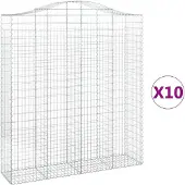 vidaXL Gabionen met boogvorm, 10 stuks, 200x50x220/240 cm, verzinkt staal