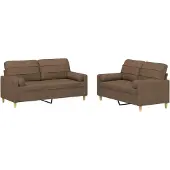 vidaXL 2-delige Loungeset met kussens stof bruin