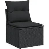vidaXL Tuinbank zonder armleuningen met kussens zwart poly rattan