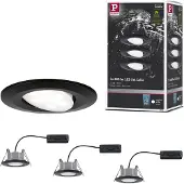 Paulmann Calla zwart, aan/uit, draaibaar, 4.000 K, 9 cm, set van 3, zwart, Badkamer, metaal, Modern