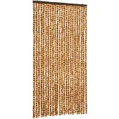 vidaXL Vliegenhor met chenille, oker en wit, 100x230 cm