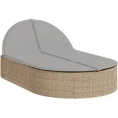 vidaXL Ligbed 2-persoons met kussens poly rattan beige