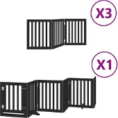 vidaXL Hondenhek inklapbaar 15 panelen 750 cm populierenhout zwart