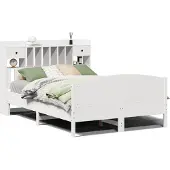 vidaXL Bed met boekenkast zonder matras grenenhout wit 150x200 cm