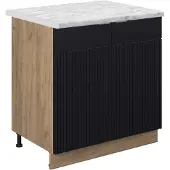 Vicco Wastafelkast Fame-Line Zwart gestreept 80 cm , WB Marmer, Model 50783
