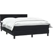 vidaXL Boxspring met matras fluweel zwart 160x210 cm