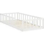Homestyle4u Kinderbed 90x200 cm - Vloerbed met valbeveiliging - Wit