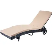 Mendler Ligstoel -D80, tuinligstoel Relax ligstoel, poly rotan ~ antraciet, beige kussens