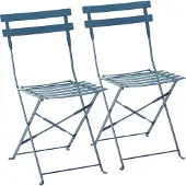 Oviala - Set van 2 opvouwbare stalen stoelen in Pacificblauw - Rome