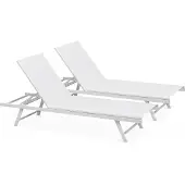 Oviala - Set van 2 witte stalen ligstoelen - Tahiti
