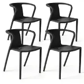 Oviala - Set van 4 zwarte plastic stoelen - Berlin