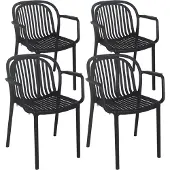 Oviala - Set van 4 zwarte kunststof fauteuils - Copenhague