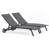 Oviala - Set van 2 zwarte ligstoelen - Santa Monica