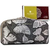 Peterson Holographic Butterfly Collectie - Damesportemonnee - Natuurlijk Leer - Holografische Vlinders - RFID Bescherming