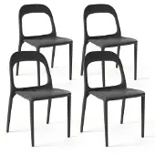 Oviala - Set van 4 zwarte plastic stoelen - Milan