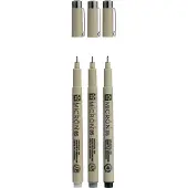 Adlibris pigma micron 05 fineliner set, 3 pennen, zwartgrijs