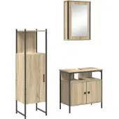 vidaXL Badkamermeubel Set 3 st Bruin 33 x 33 x 120,5 cm Bewerkt hout