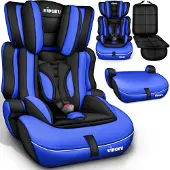 Kiduku Autostoel 9-36 kg (1-12 jaar) – Kinderzitje ECE R129/03, Groep 1/2/3 Autokinderstoel Kinderautostoel (Noir/Blauw)