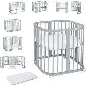 Waldin Multifunctioneel 7 in 1 Babybed / peuterbed incl. matras Grijs