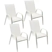 Happy Garden Set van 4 MARBELLA stoelen in wit textilene - wit aluminium