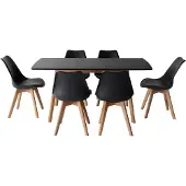 Happy Garden Uittrekbare tafel 120/160cm HELGA en 6 stoelen NORA zwart