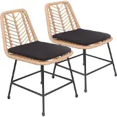 Happy Garden Set van 2 kunststof rotan stoelen met kussens OKA