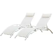 Happy Garden Set van 2 GALAPAGOS witte textilene ligstoelen - wit aluminium