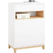SoBuy dressoir, keukenkast, commode, gangkast, buffet, keukenkast, opbergkast, wit, natuurhout, afmetingen ongeveer 60x85x34 cm, model FSB97-WN